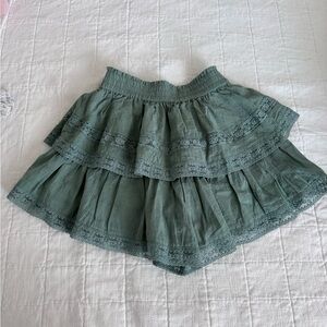 Altar'd State Sage Tiered Lace-Trim Mini Skort